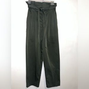 H&M Army Green, High-Waisted, Paper Bag Pants